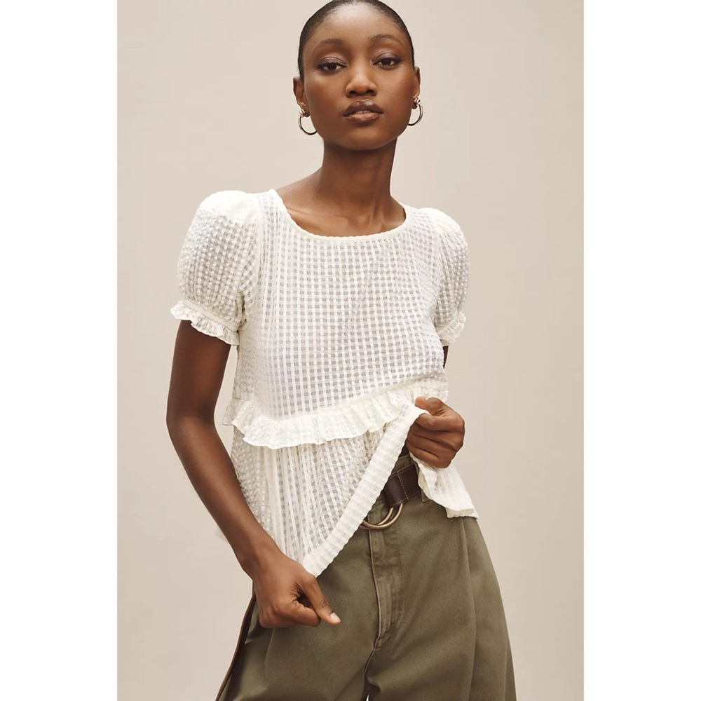 Anthropologie Maeve Baby Doll Ruffled Top - Size Medium